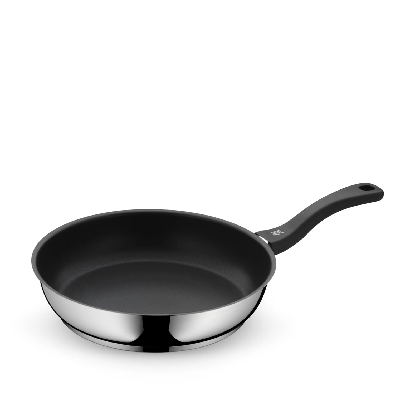 WMF Devil frying pan coated 28 cm, stainless steel pan induction, non-stick coating, low-fat frying, oven safe up to 70 degrees, suitable for all types of stoves, plastic handle - 733686299