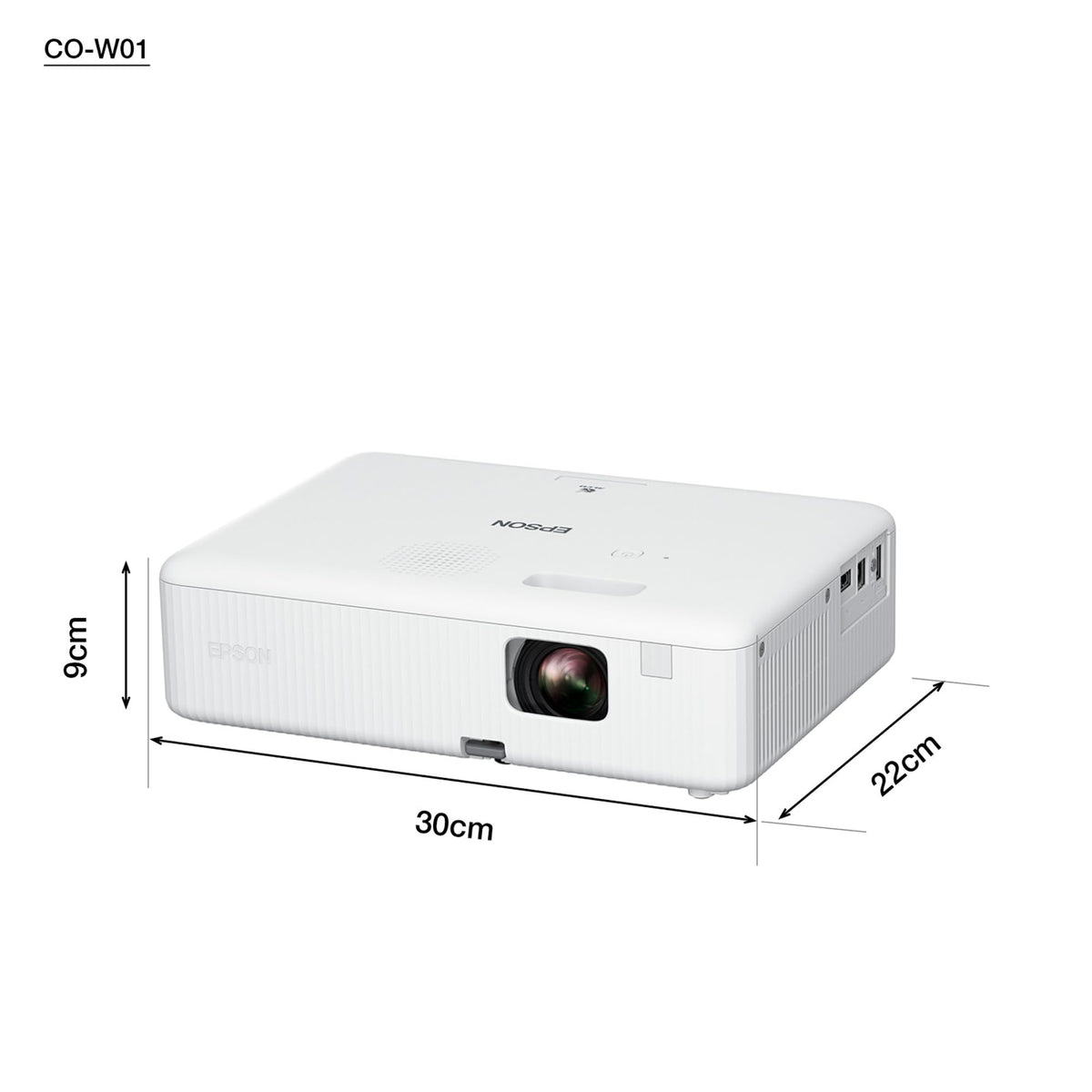 Epson CO-W01 | Affordable WXGA Projector | 3LCD | 3,000 ANSI Lumens | 378" Projection Size | Easy Setup | Keystone Correction | HDMI | For Home and Office | White - V11HA86040