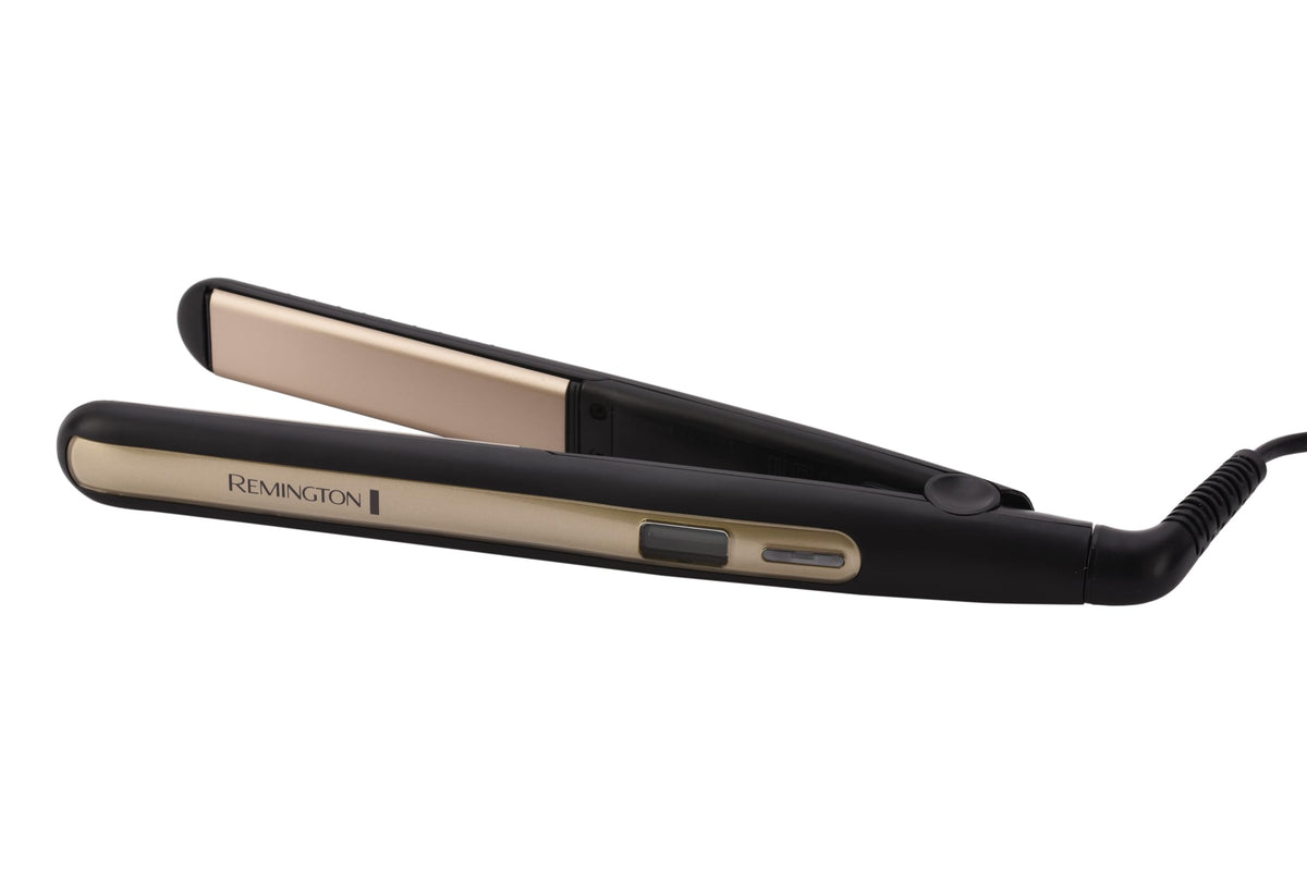Remington Sleek & Curl Straightener (rounded design - ideal for straightening & styling curls and waves, high-quality ultra-tourmaline ceramic coating) LCD display, 150-230°C, Hair Straightener S6500