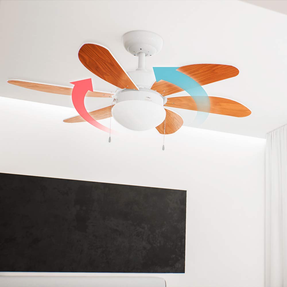 Cecotec ceiling fan with remote control and timer EnergySilence Aero 5250 Black Design. 40W, diameter 132cm, DC motor, LED light, 6 speeds, winter function, wooden leaves - 05939