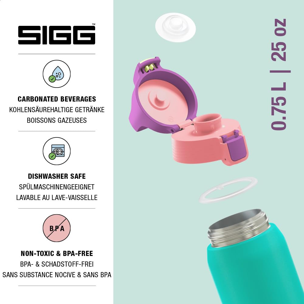 SIGG - Insulated drinking bottle - Thermos bottle Shield Therm One Multicolor Reef - carbonated drinks - leak-proof - dishwasher safe - BPA-free - 90% recycled stainless steel - turquoise - 0.75L - 6228.20