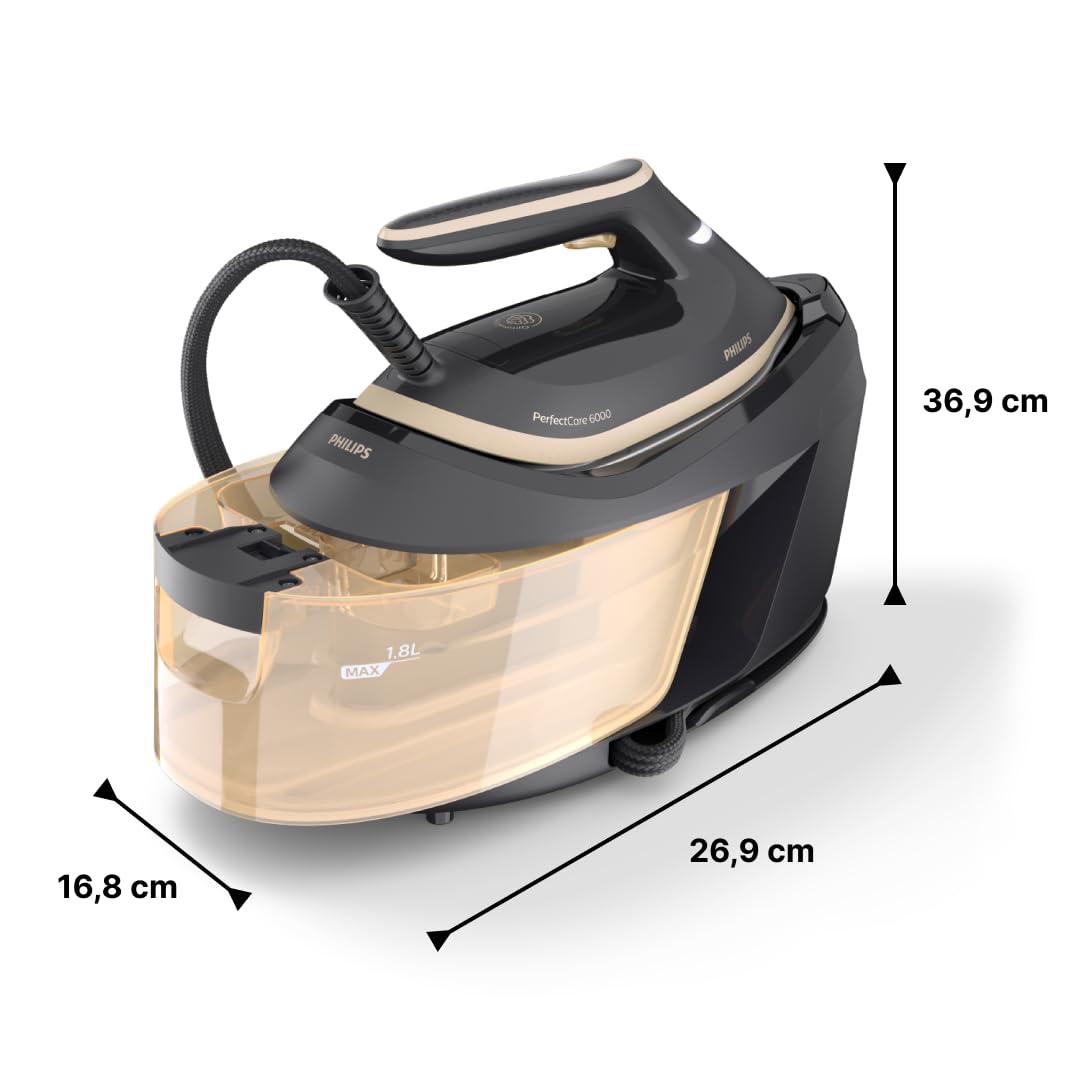 Philips PerfectCare 6000 Series Steam Iron Station, Powerful Steam, Compact Design, 1.8L Removable Water Tank, SteamGlide Advanced Soleplate (PSG6064/80)