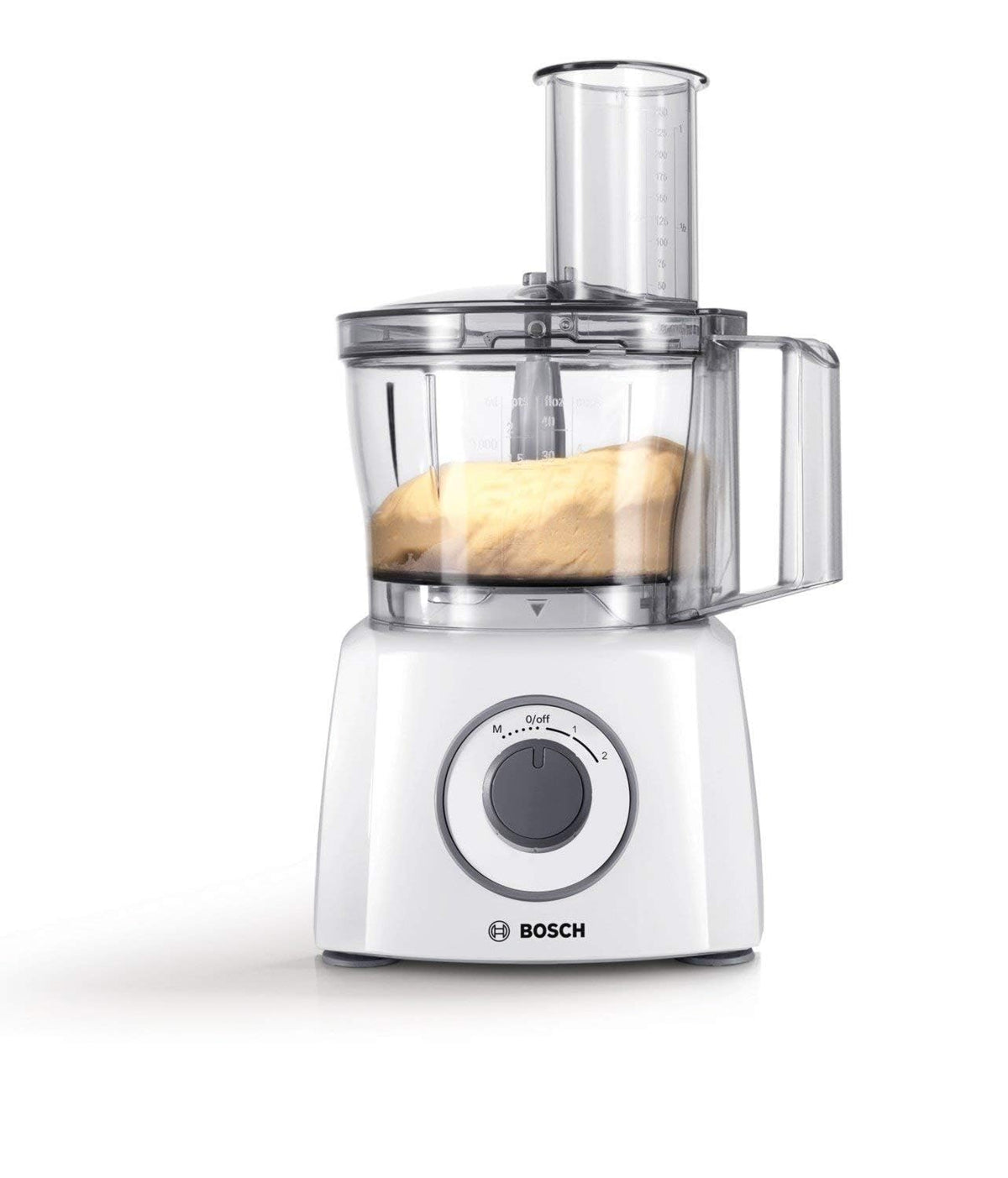 Bosch Compact Kitchen Machine MultiTalent 3, 20 functions, mixing bowl 2.3 L, universal knife, cutting-grating-turning disc, whipping disc (for cream), filling aid, lid, 800 W, white, MCM3100W