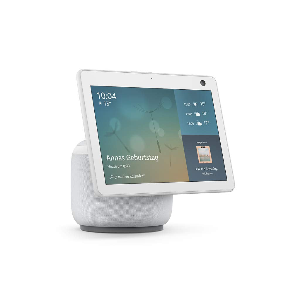 Echo Show 10 (3rd Generation, 2020) | High-resolution smart display with motion function and Alexa, white | Certified and refurbished - T4E4AT