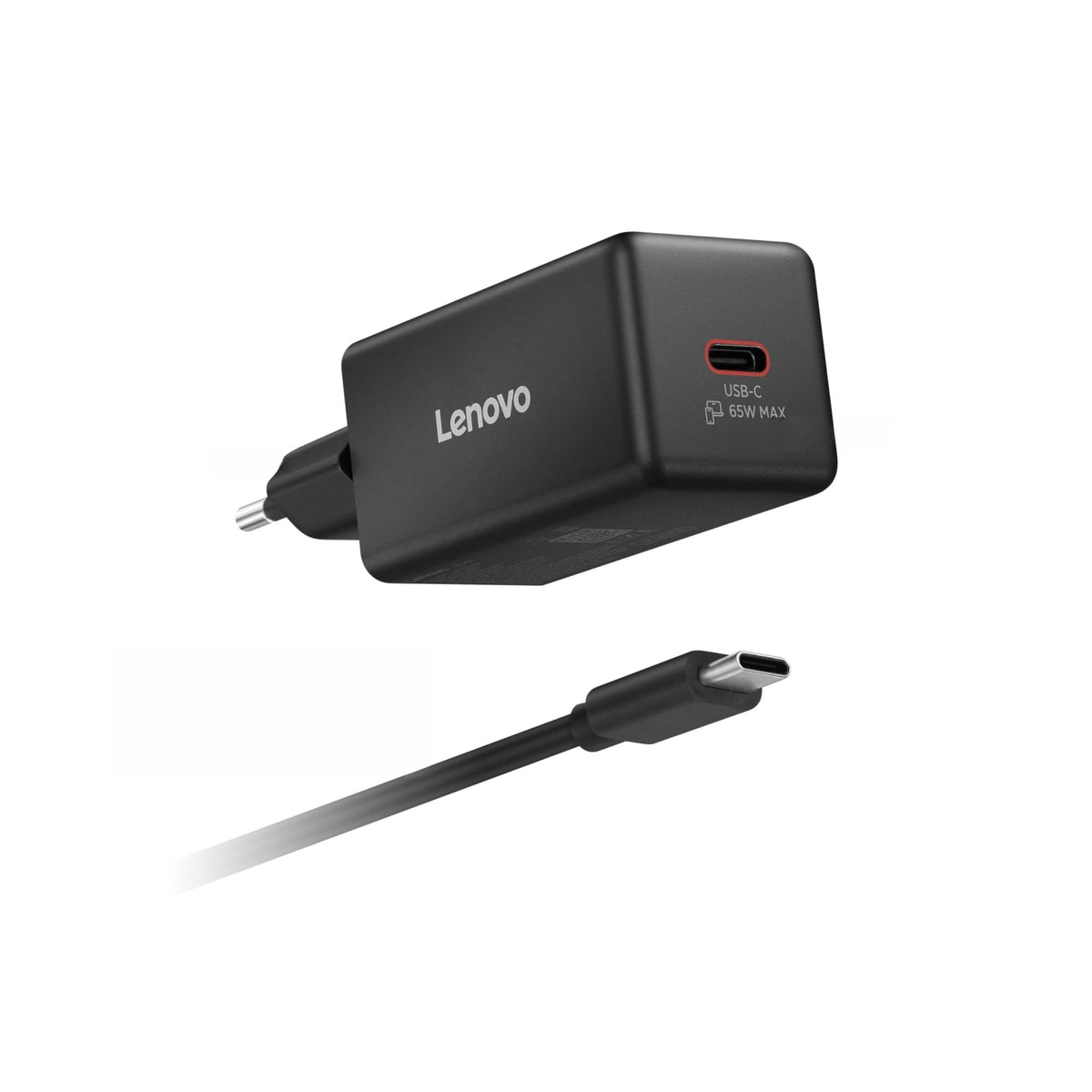 Lenovo 65W Mini USB-C GaN Charger, încărcător compact cu 1 port USB-C de 65W și cablu detașabil de 2m pentru laptopuri și dispozitive mobile.