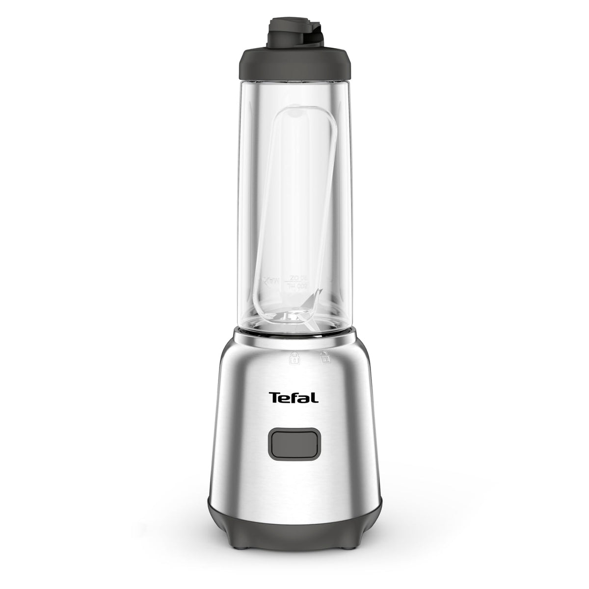 Tefal Mix and Move Mini Blender, 300 Watts, 2 To-Go Bottles in Premium Tritan, compact design, easy to clean, removable blades, one-button operation, Silver/Grey, BL15FD