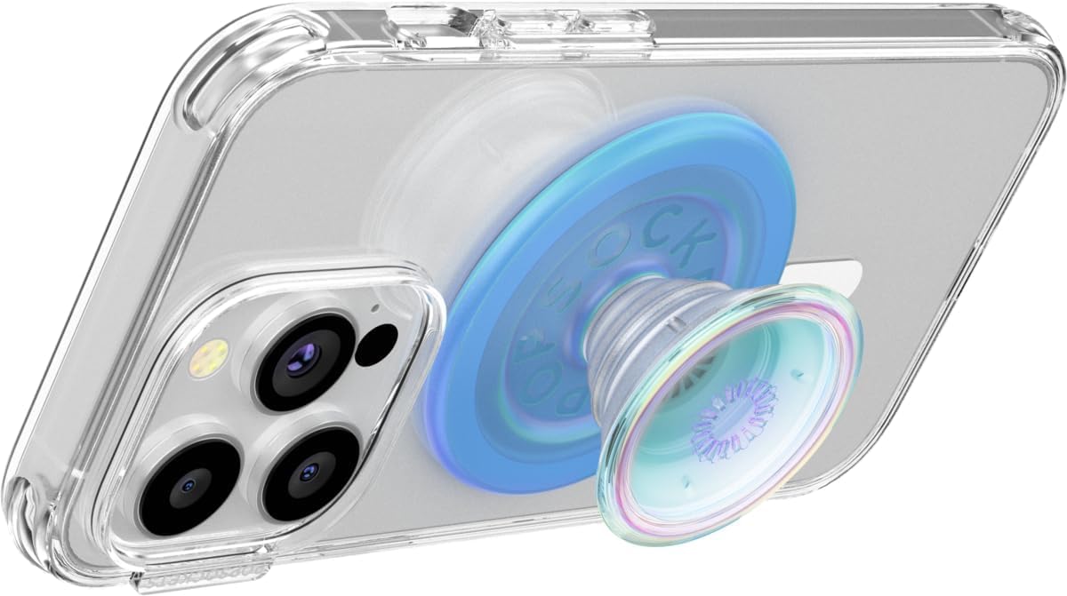 PopSockets Mobile Phone Grip for MagSafe, Magnetic Holder, Mobile Phone Stand, Blue - Opalescent Blue - 806891