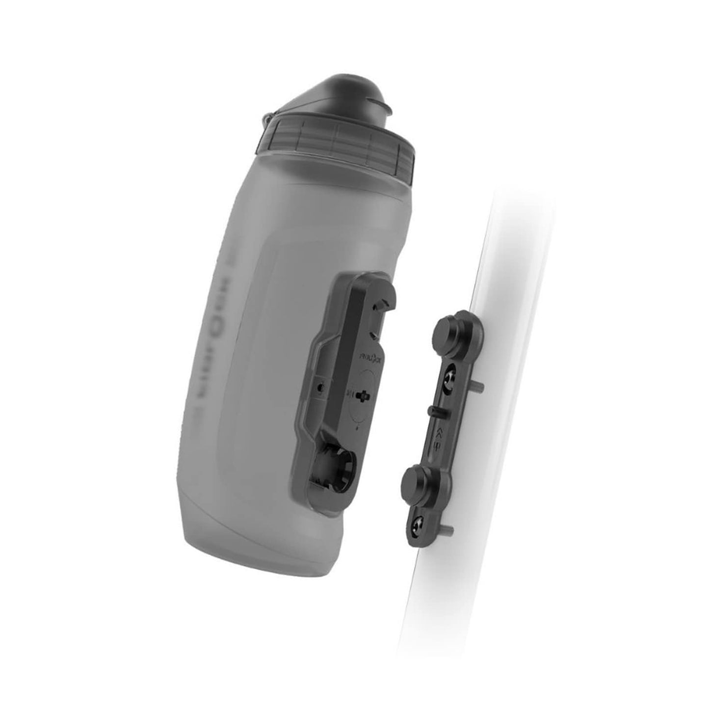 Fidlock TWIST bottle 590 + bike base – 590 ml bicycle drinking bottle with magnetic-mechanical bottle holder system, including holder, BPA-free & dishwasher safe, smoke color - 09636TBL