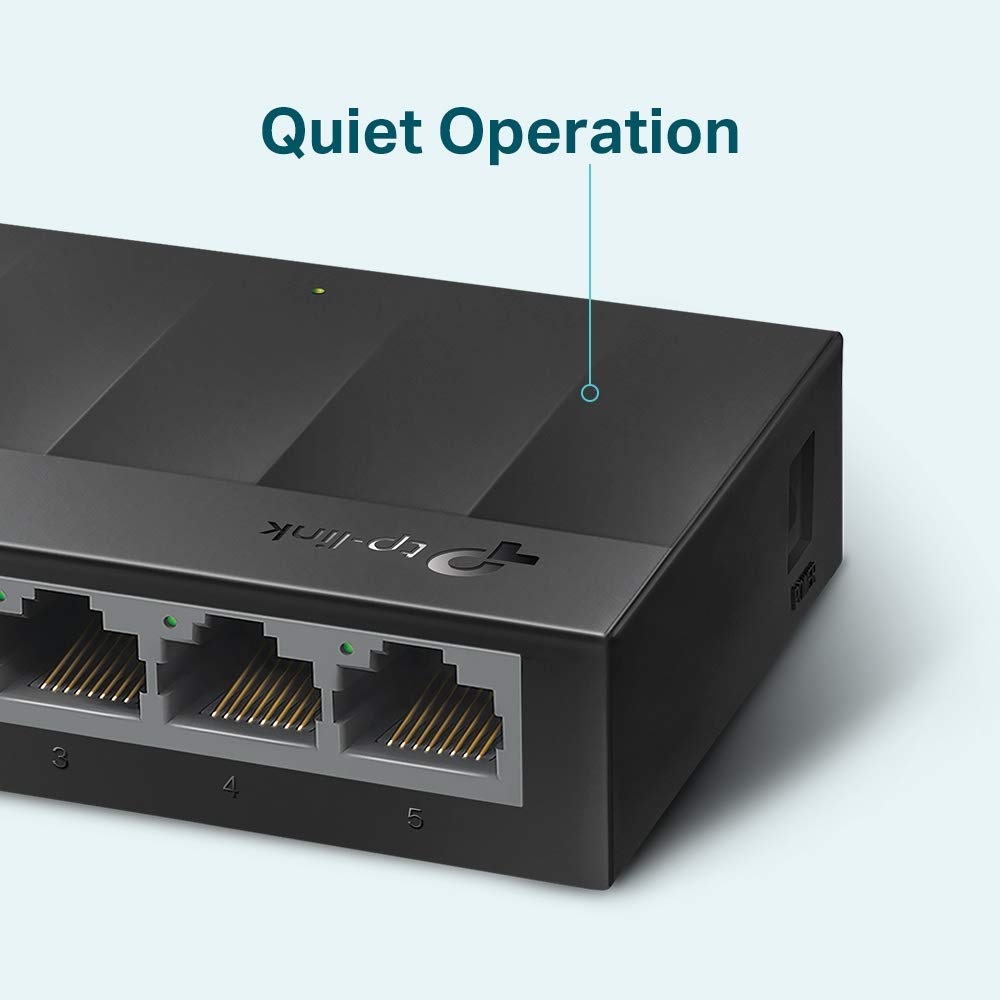 TP-Link LS1005G 5-Port Desktop Switch (5 x Gigabit Auto-Negotiation RJ45 Ports, IEEE 802.3X, Plug and Play, energy saving, plastic housing for easy table or wall mounting) black