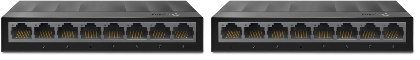 TP-Link LS1008G 8-Port Desktop Switch (8 x Gigabit Auto-Negotiation RJ45 Ports, IEEE 802.3X, Plug and Play, Energy Saving, Plastic Housing for Easy Table or Wall Mounting) Black (Pack of 2)