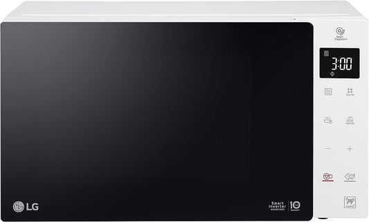 LG MS23NECBW solo microwave (23 L, 1000 W) with 28 automatic programs (LED display, Smart Inverter technology, easy to clean), white