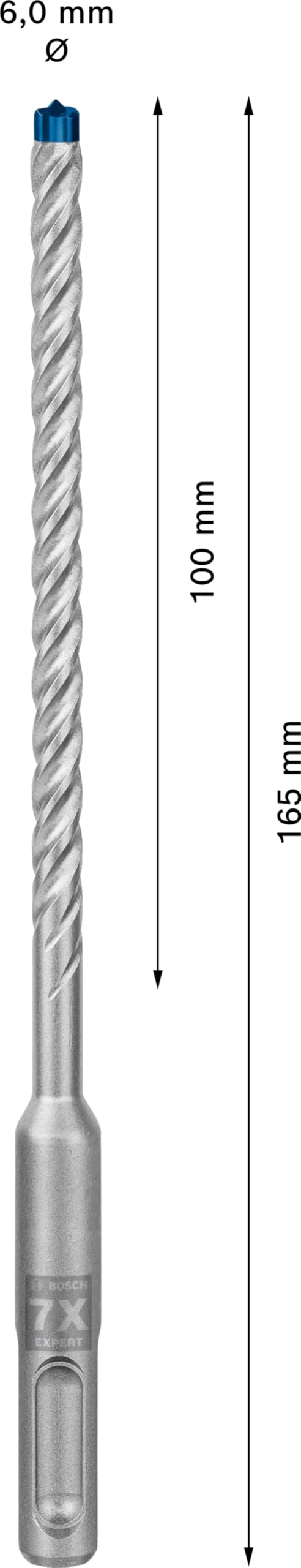 Bosch Professional 10x Expert SDS plus-7X Hammer Drill (for Reinforced Concrete, Ø 6.00x165 mm, Accessory for Hammer Drill) - 2608900160