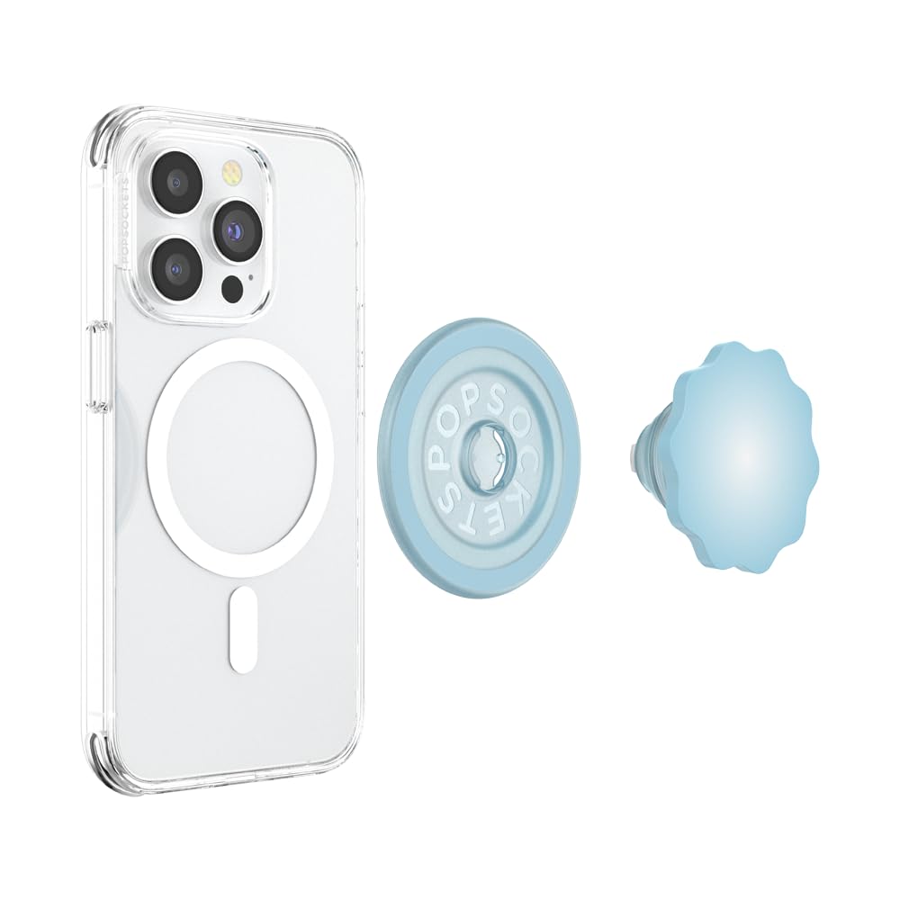PopSockets Mobile Phone Grip for MagSafe, Magnetic Holder, Mobile Phone Stand, Light Blue - Blue Sigh - 807195