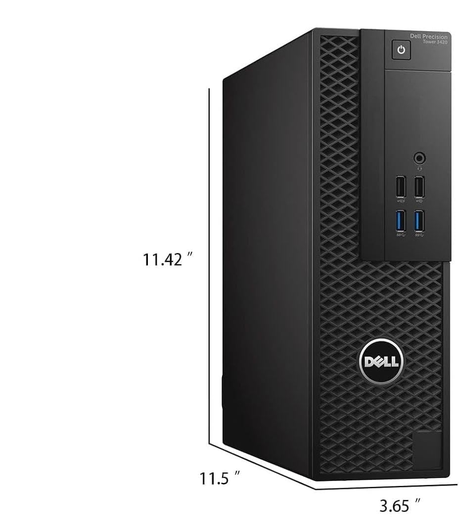 Dell Precision Tower 3420 SFF Desktop PC, Intel Core i7-6700, 8 GB RAM, 256 GB SSD, WiFi, Bluetooth, US Layout, Windows 11 Pro (Refurbished)