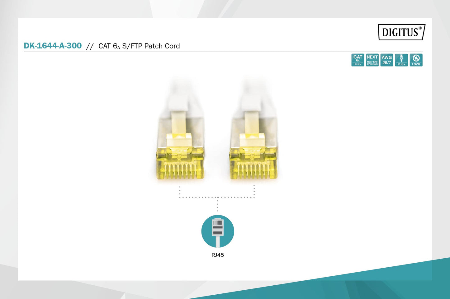DIGITUS LAN cable Cat 6A – 30 m – S/FTP shielded – gray - DK-1644-A-300