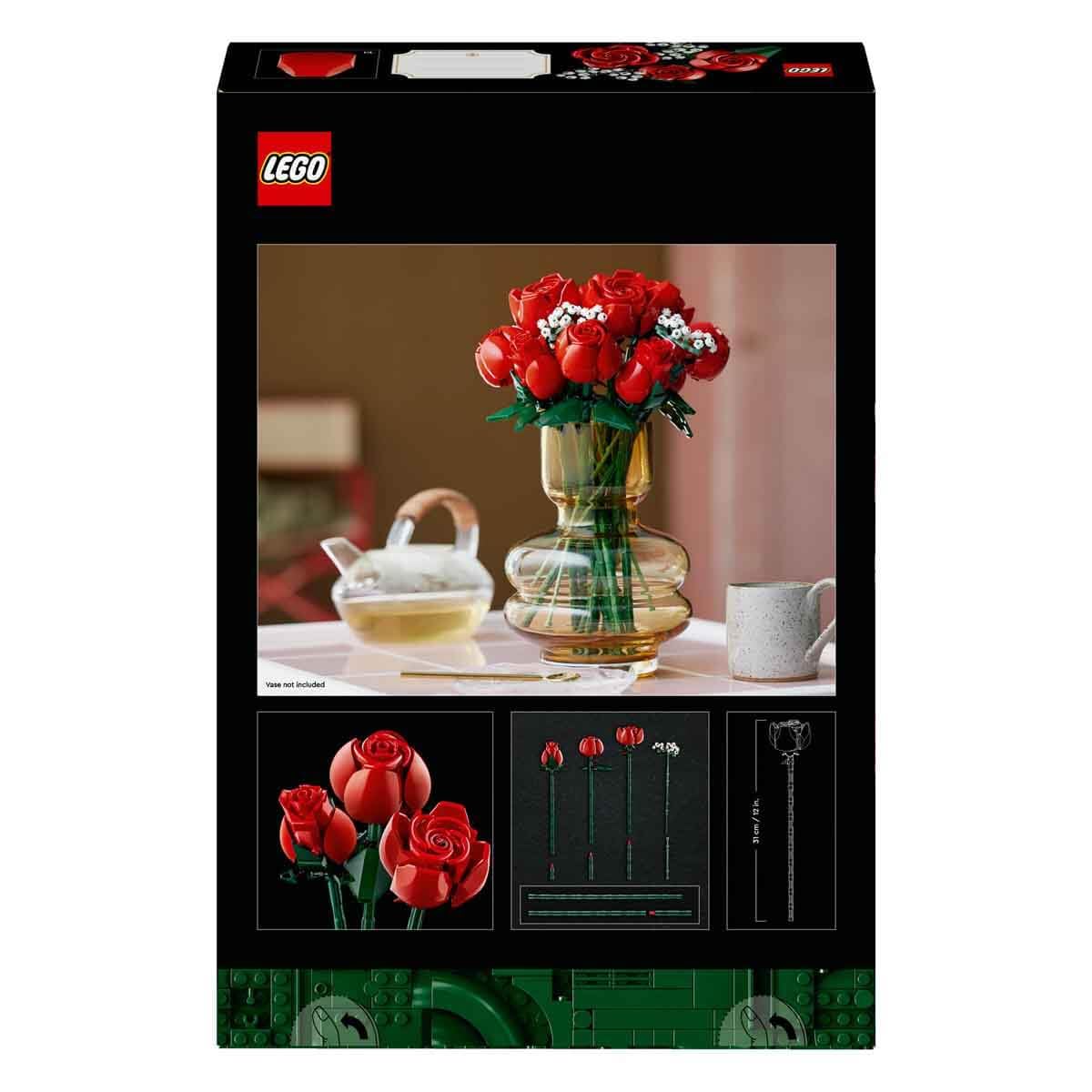 LEGO Botanicals Rose Bouquet - Set of Artificial Flowers for Adults - with 12 Artificial Roses & 4 Branches of Gypsophila - DIY Decoration for Building - Gift Idea for Women - 10328