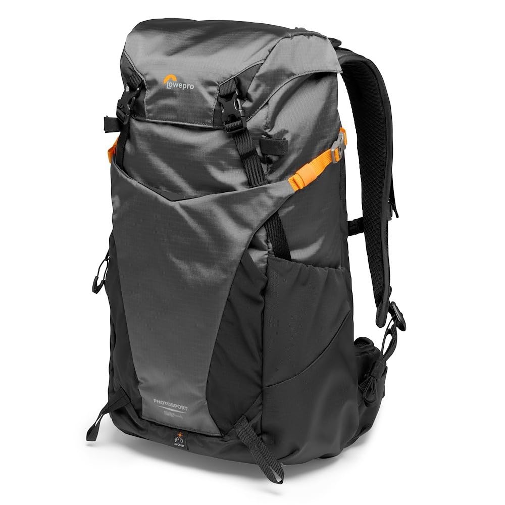Lowepro PhotoSport BP 15L AW III, rucsac pentru cameră de tip Wander, pentru camere mirrorless, acces lateral, inserție pentru cameră detașabilă și sistem de curea pentru accesorii, gri, compatibil cu Sony α6000 - LP37339-PWW