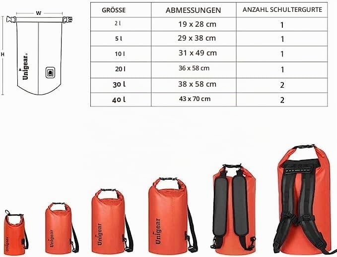 Unigear geantă impermeabilă, rezistentă la apă, pentru drumeții, caiac, pescuit, rafting, camping, schi, cu omagiu gratuit - MDN01187