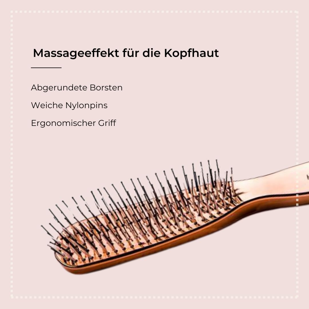 HERCULES SAWMAN - Magic Brush Rosé Gold | High-quality scalp brush for gentle detangling without pulling. Ideal for men and women, suitable for wet and dry hair. | Color: rose gold - 126330009