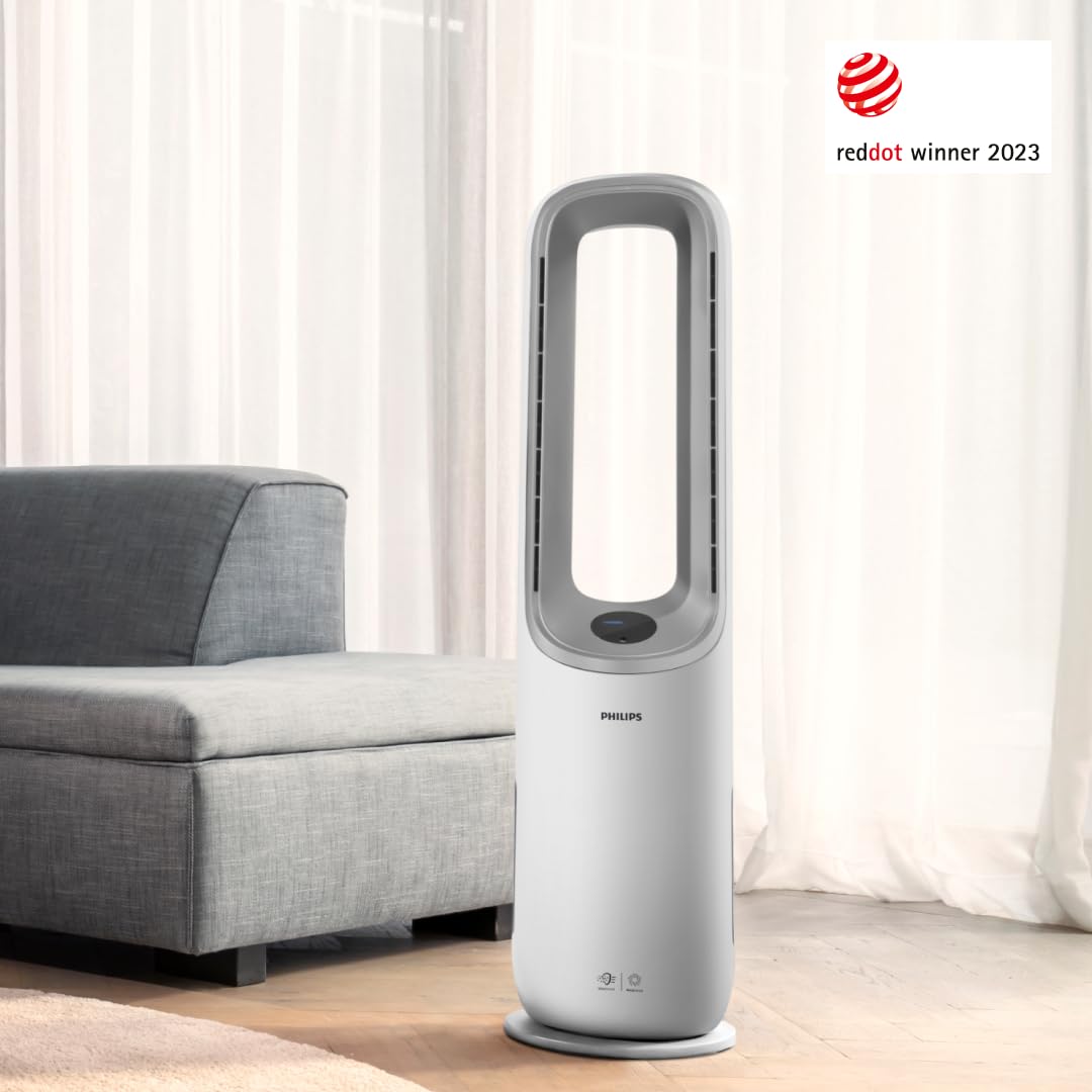 PHILIPS Air Performer 2-in-1: Air purifier and cooling fan - Cleans 70 m², removes 99.97% of allergens and pollutants. HEPA filter, intelligent sensors, Alexa, app. (AMF765/10)