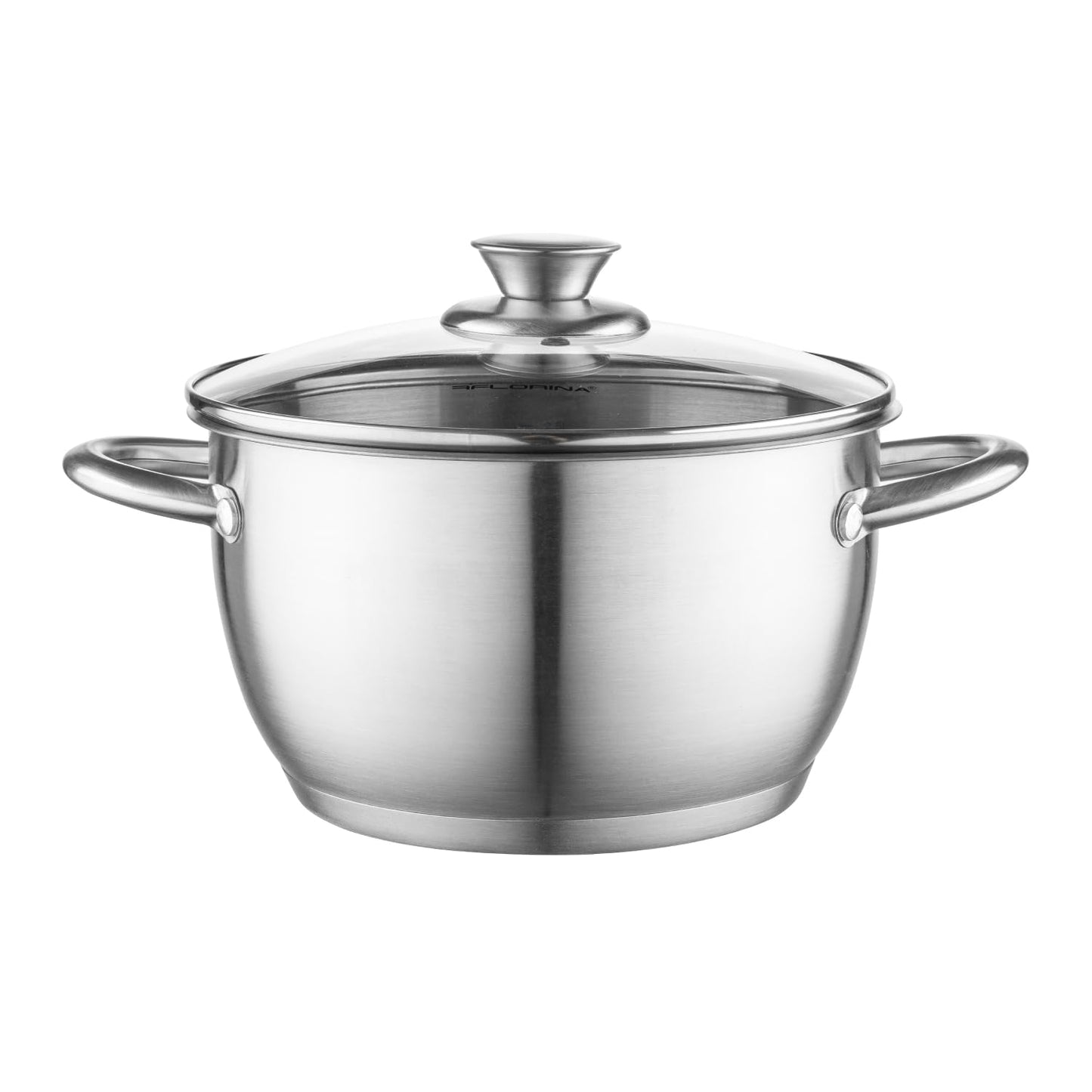 Florina Henry 24 cm 5.5 L stainless steel pot with glass lid | For induction, gas, electric, ceramic | Measuring scale inside | Dishwasher safe | Heat-resistant lid | Durable & robust - 5G8945