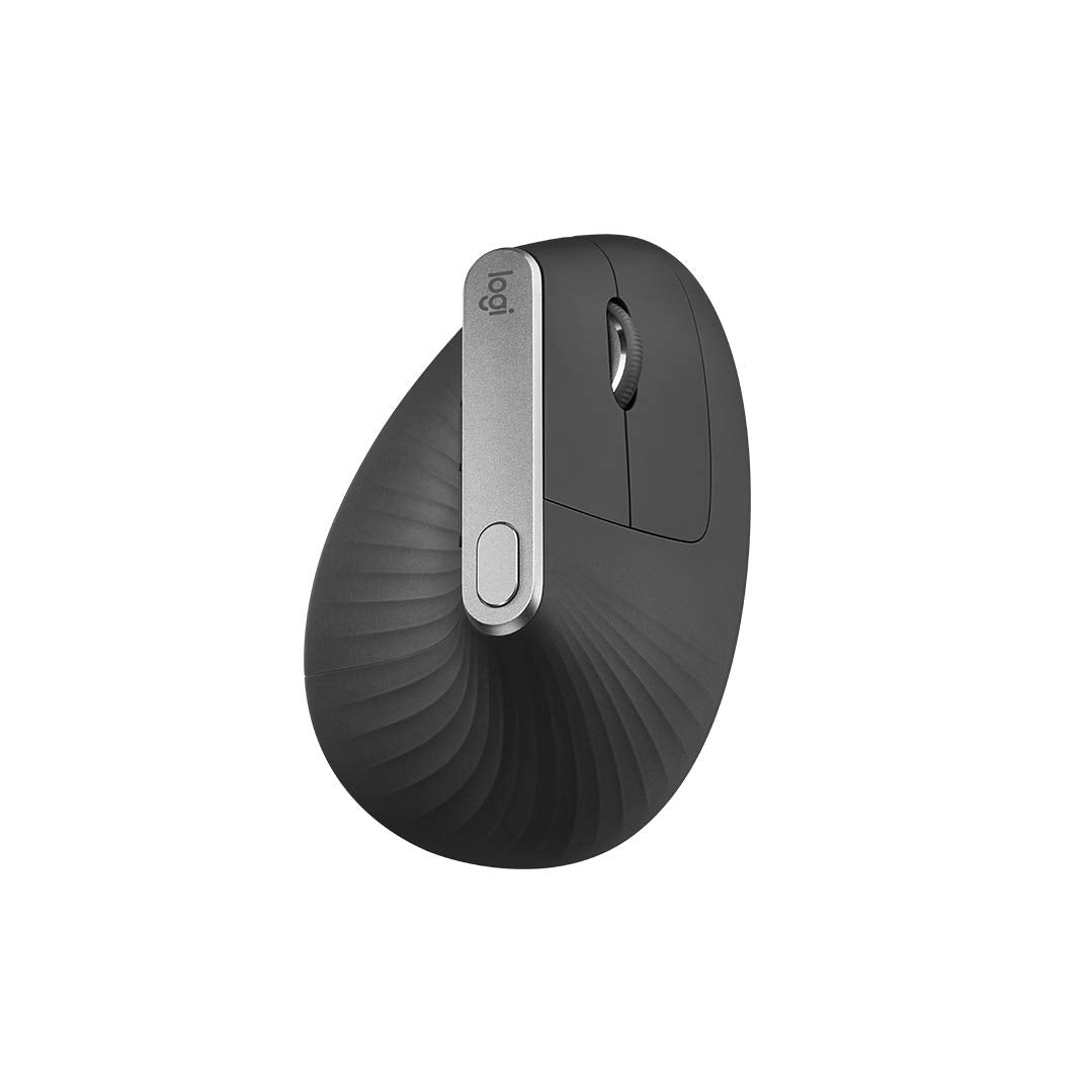 Logitech MX Vertical, ergonomic wireless mouse, Bluetooth and 2.4 GHz connection via Unifying USB receiver, 4000 DPI sensor, rechargeable battery, 4 buttons, multi-device, PC/Mac/iPadOS - graphite - 910-005448