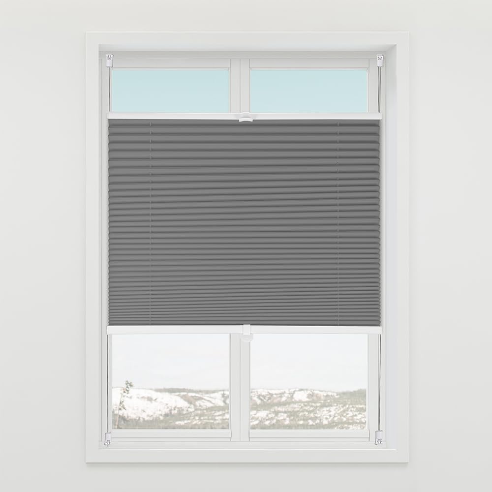 Sekey pleated blinds without drilling, window pleated blinds Klemmfix blinds 80 cm wide, tensioned opaque sun protection window blind, 80x210cm, dark gray - BL-1224