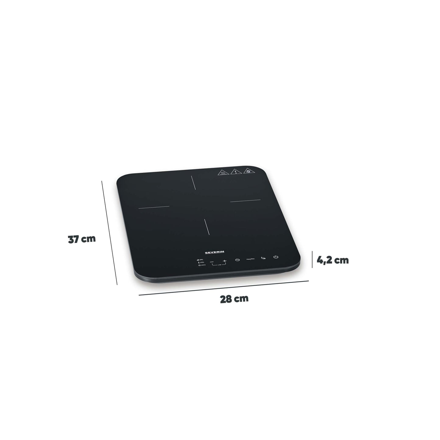 Severin induction hob, matt glass ceramic hob, scratch-resistant, 10 power levels, touch display, timer function, signal tone and automatic switch-off, single, 2,000W, black, glass, KP 1032
