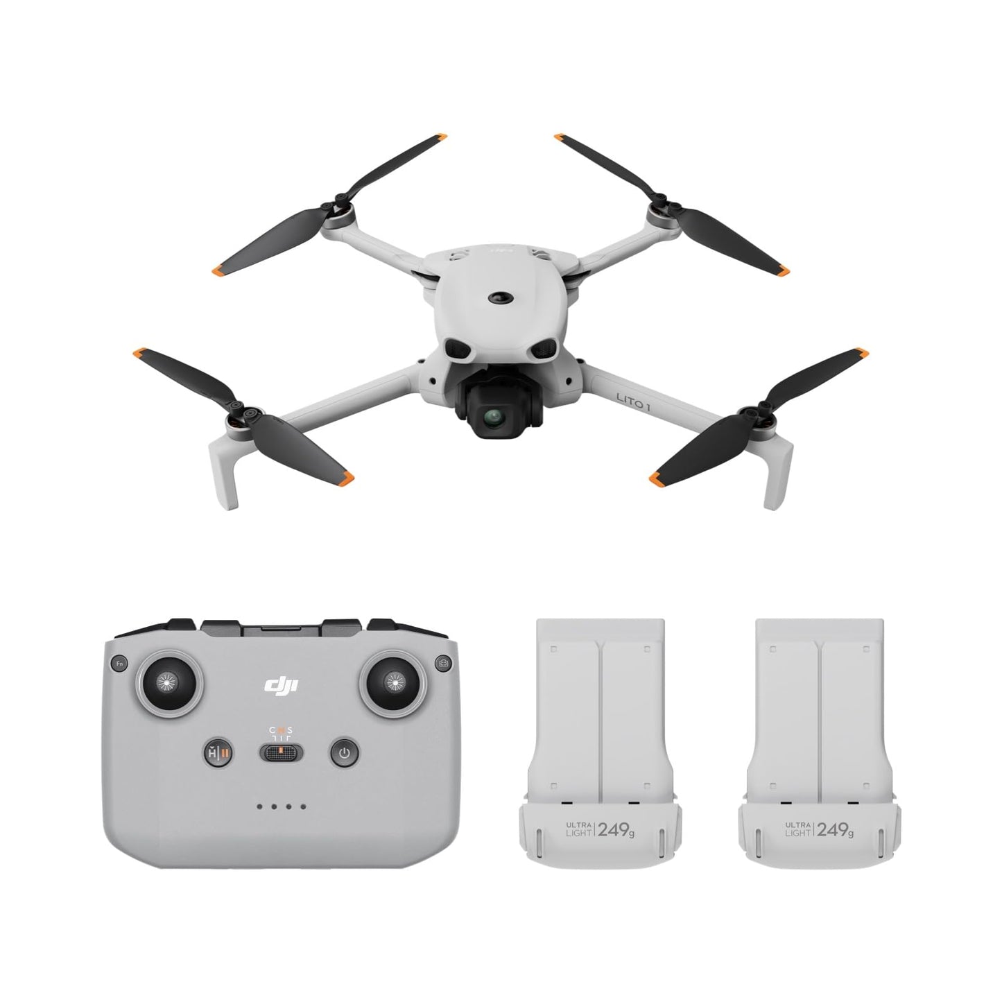 DJI Lito 1 Combo with two batteries with DJI RC-N3, drone with 4K camera for beginners, obstacle detection, ActiveTrack, 4K video & 8K photo, lightweight, for adults, 15 km video transmission, 2 batteries, C0 - 6937224146860
