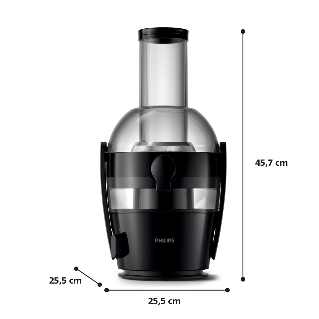 Philips 3000 Series Juicer - 800W Power, QuickClean Technology, XL 75mm Filling Shaft, 2L Juice Capacity, Easy to Assemble & Rinse, Fresh Juice without Pulp (HR1856/70)