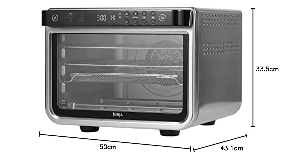 Ninja Foodi 10-in-1 Multifunction Oven, portable mini oven for countertops, multipurpose oven with 10 cooking functions; Air Fry, Roast, Grill, Bake, and more, Silver/Black DT200EU