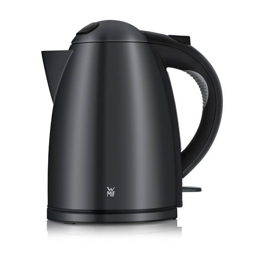 WMF Stelio kettle stainless steel 1.7L, electric kettle with limescale filter, 2400 W, illuminated water level indicator, matt black stainless steel - 413020072