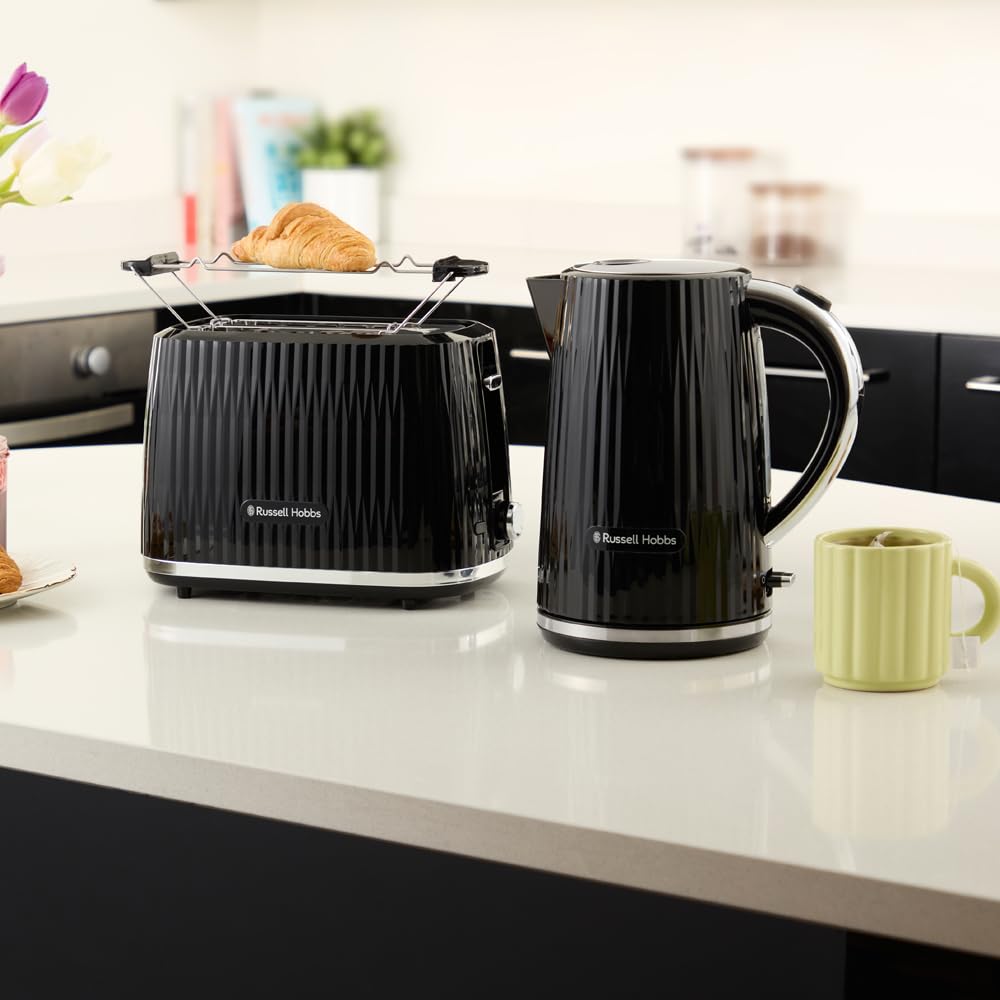 Russell Hobbs Toaster Eden Black, 2-Slice, with Bun Warmer - 27371-56