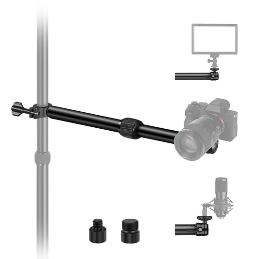 NEEWER Table Overhead Camera Mount Arm, 11.8"-20"/30-51cm Telescopic Extension Arm for Table Stand with Ball Head Mount 1/4" 3/8" 5/8" Screws for Webcam Camera LED Ring Light Microphone,DS001 - 10101938