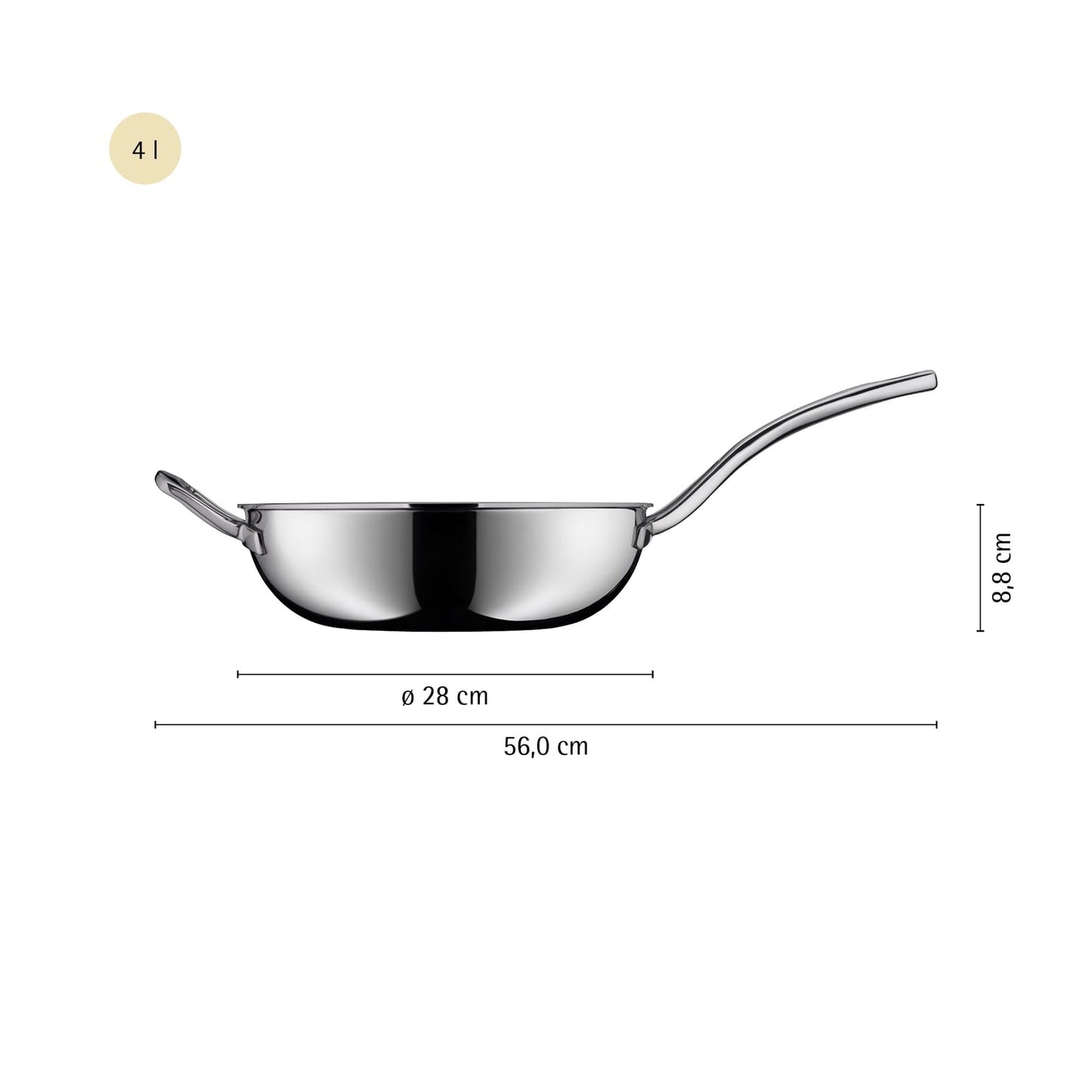 WMF Profi Resist wok pan 28 cm, wok pan induction, multi-layer material fully coated, wok induction, honeycomb structure, stainless steel handle, oven safe - 1756536411