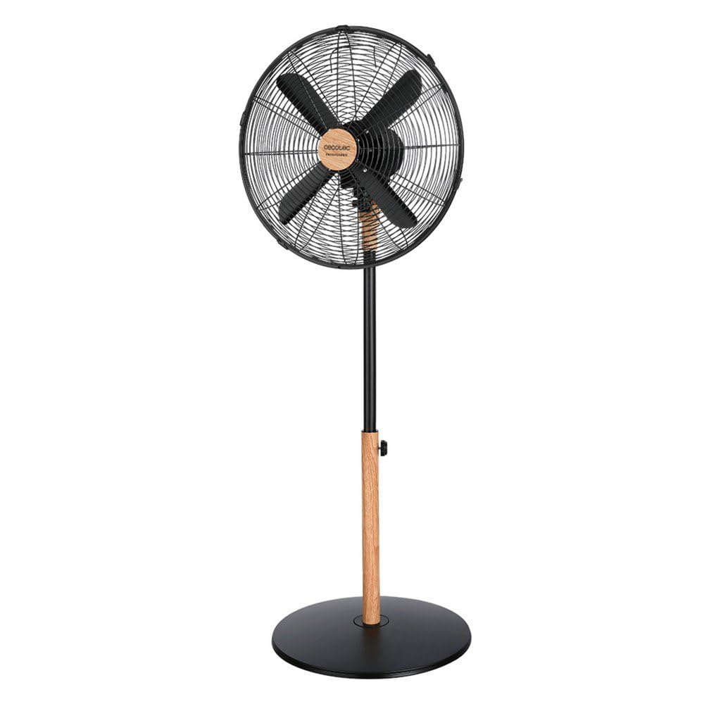 Cecotec stand fan EnergySilence 600 Woodstyle, 50 W, wood look, 40 cm diameter with 4 blades, 3 speeds, oscillation, height adjustable, maximum safety - 08233
