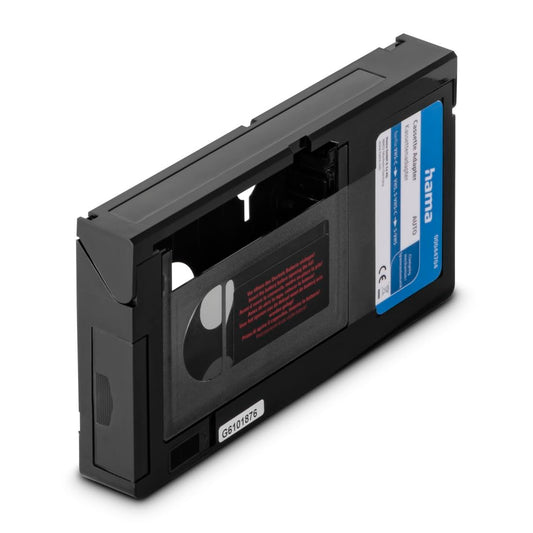 Hama Automatic Cassette Adapter for VHS-C Video Cassettes, Battery Operated, Car, Black (Not suitable for Hi8, Super8, Video8, Mini DV) - 00044704