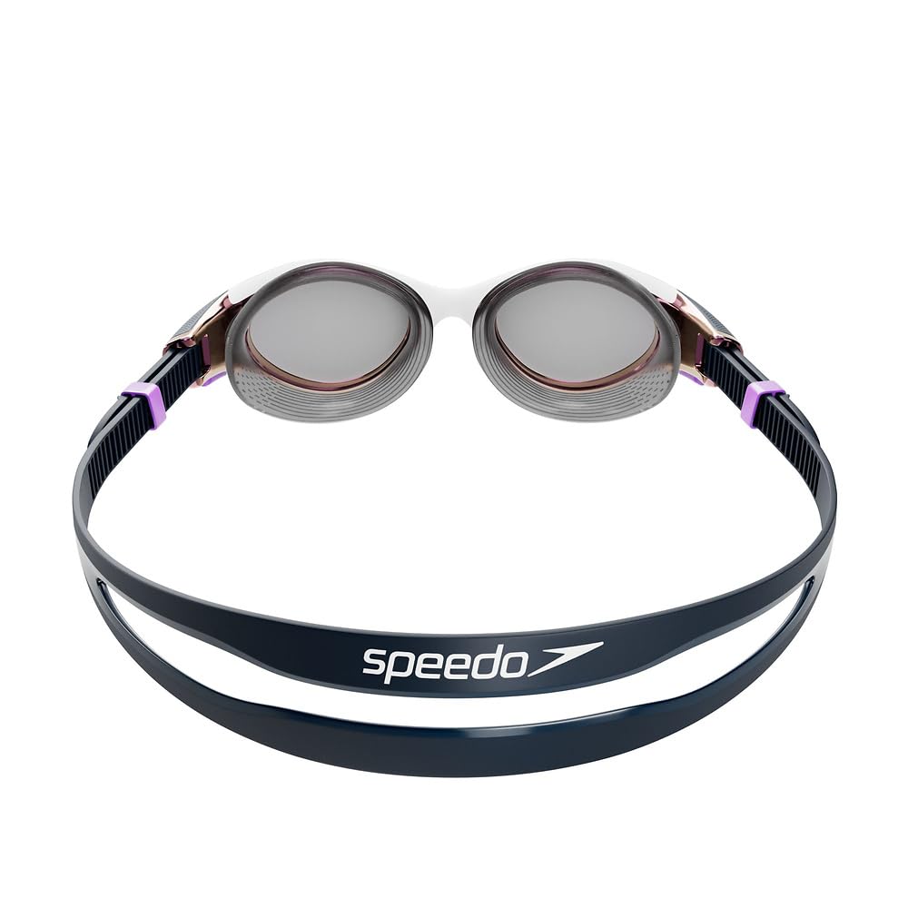 Speedo Women's Biofuse 2.0 Mirrored Swim Goggles | Designed for Women | Patented Adjustment Mechanism | Anti-Fog | Waterproof | Comfortable Fit White/True Navy/Sweet Purple One Size - 8-003775