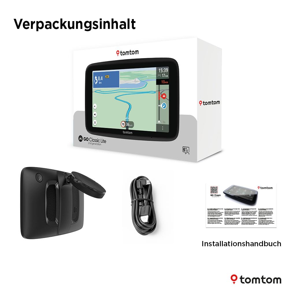 TomTom car navigation system GO Classic Lite (6 inch, TomTom Traffic, map updates for Europe included, updates via Wi-Fi, integrated, reversible holder) - 1YF6.002.01
