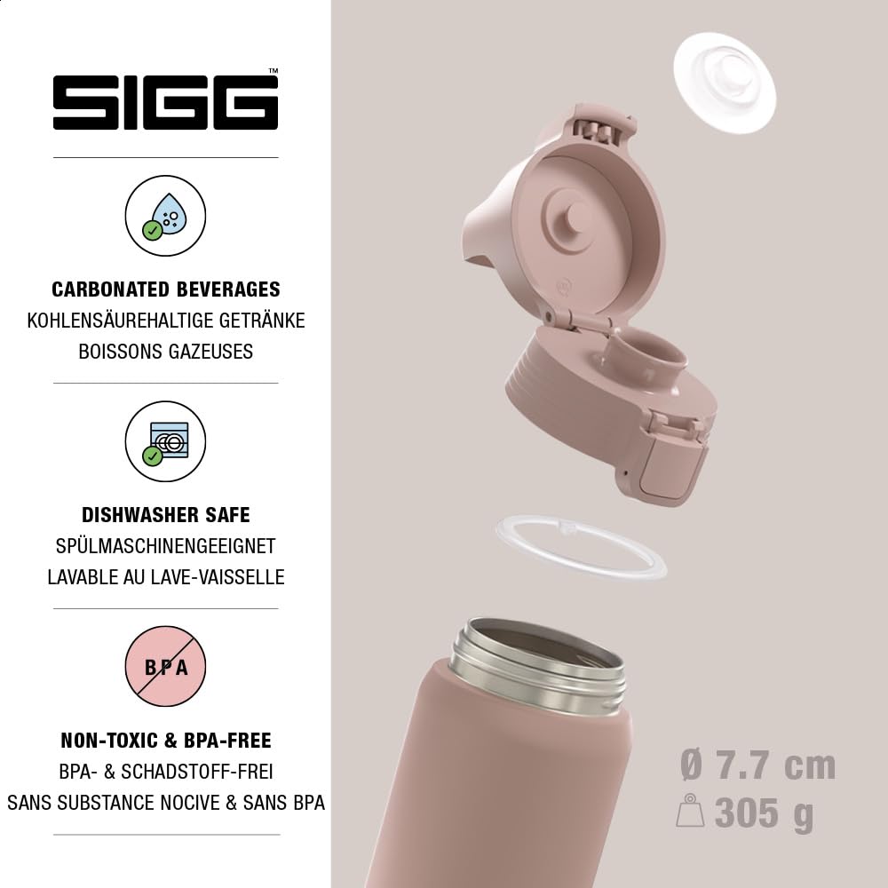 SIGG - Insulated drinking bottle - Thermos bottle Shield Therm One Dusk carbonated drinks - Leak-proof - Dishwasher safe - BPA-free - 90% recycled stainless steel - Warm gray - 0.75L - 6020.90