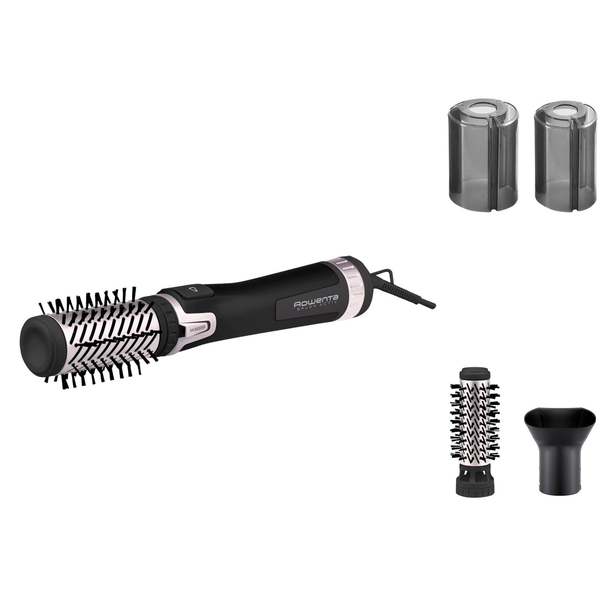 Rowenta CF9550 Brush Activ' Dry & Style Hot Air Brush, 2-in-1 Hot Air + rotating attachment, left/right rotation, Ionic Booster, including ceramic-coated brush attachments, White/Metallic Lilac
