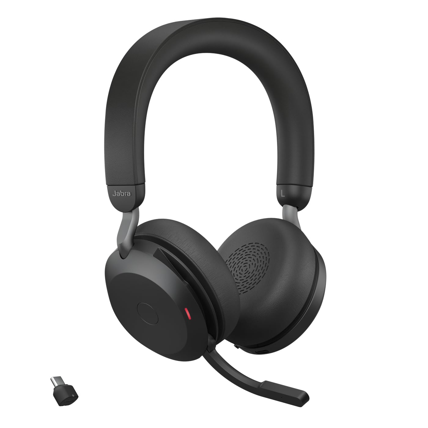 Jabra Evolve2 75 Wireless PC Headset with 8-microphone technology - dual foam stereo headphones with advanced active noise cancellation, USB-C Bluetooth adapter and UC compatibility - Black - 27599-989-899