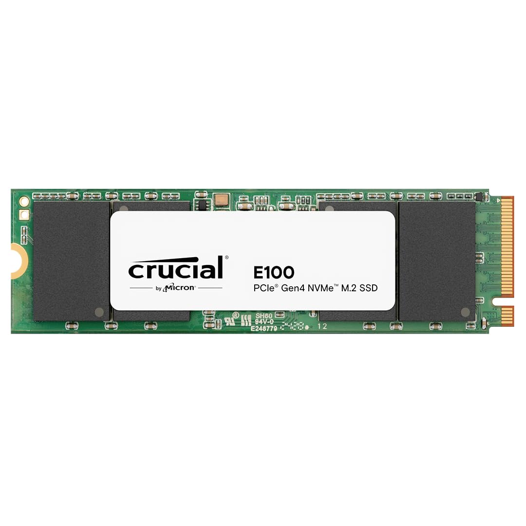 Crucial E100 1TB M.2 PCIe Gen4 NVMe SSD Intern, până la 5.000 MB/s, compatibil cu laptopuri și desktopuri - CT1000E100SSD8