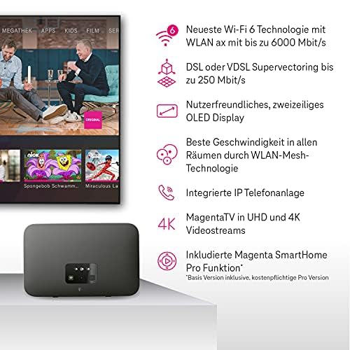 Telekom Router Speedport Smart 4 R2 | Wi-Fi 6 with up to 5600 Mbit/s | WLAN Mesh technology & Magenta SmartHome base integrated | ideal for Entertain TV in UHD & 4K | includes DECT base station - 40824502