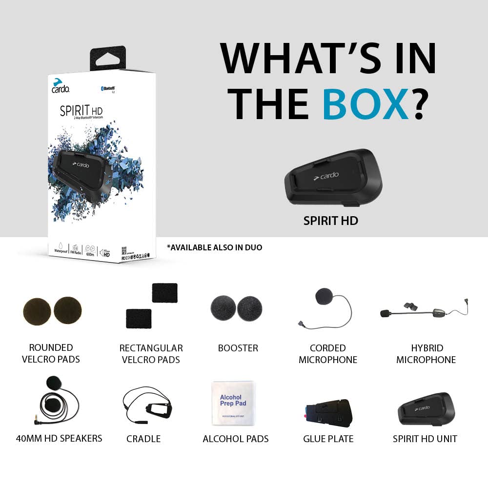 Cardo, motorcycle intercom kit Bluetooth Spirit HD Duo