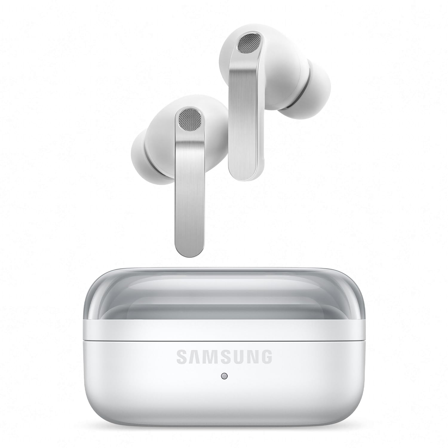 Samsung Galaxy Buds4 Pro, Hi-Fi wireless Bluetooth headphones, 2-way speakers, noise cancellation via Adaptive Noise Canceling, in-ear earphones, 360 audio, AI agent with voice control, white - SM-R640
