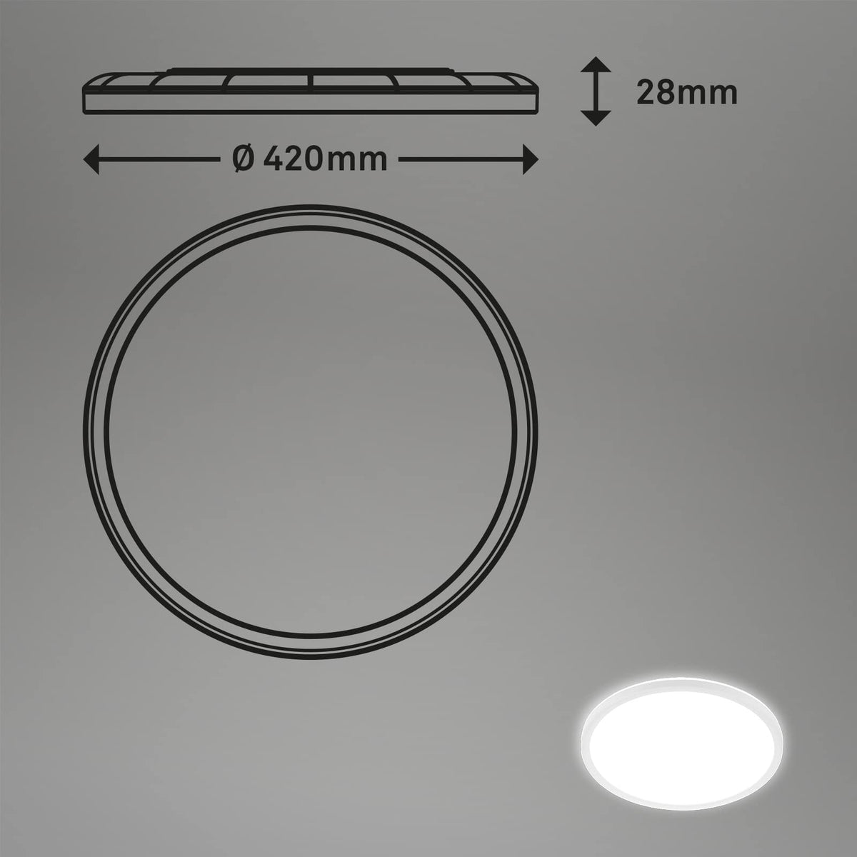 BRILONER - LED ceiling lamp with indirect light, 3cm flat, 22W 3,000lm, neutral white light color, lamp, ceiling light, living room lamp, LED panel, kitchen lamp, bedroom lamp, hallway, ø42cm, white - 7157-416