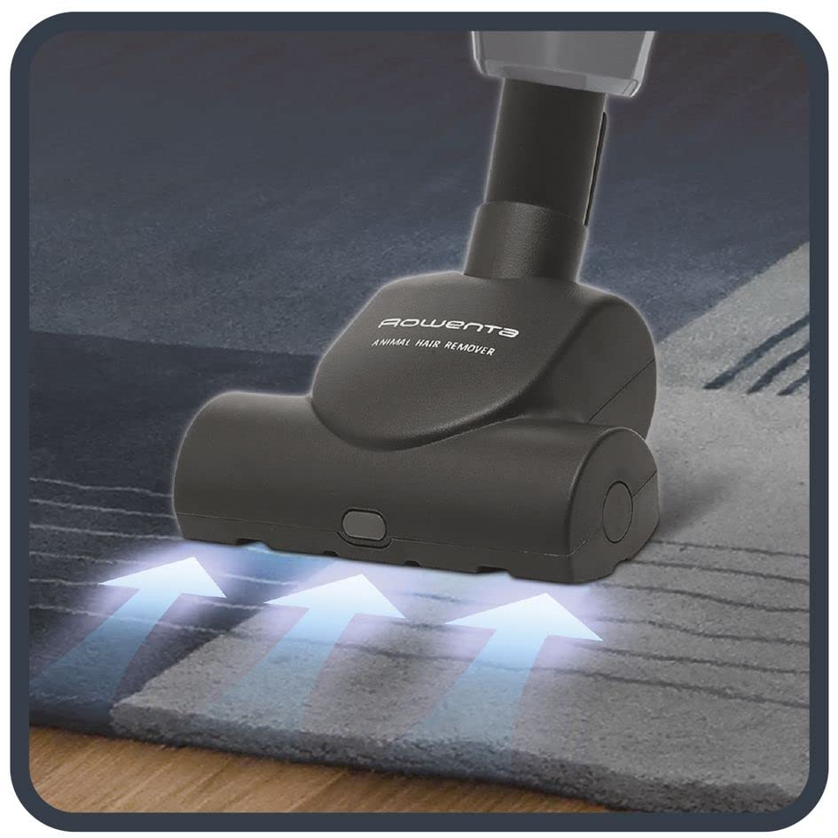 Rowenta Powerline Extreme Cyclonic, bagless handheld vacuum cleaner with power cord, features a new highly gliding nozzle, very quiet floor vacuum cleaner, high suction power without a bag, black-silver-yellow, RH8155. - RH8155WA