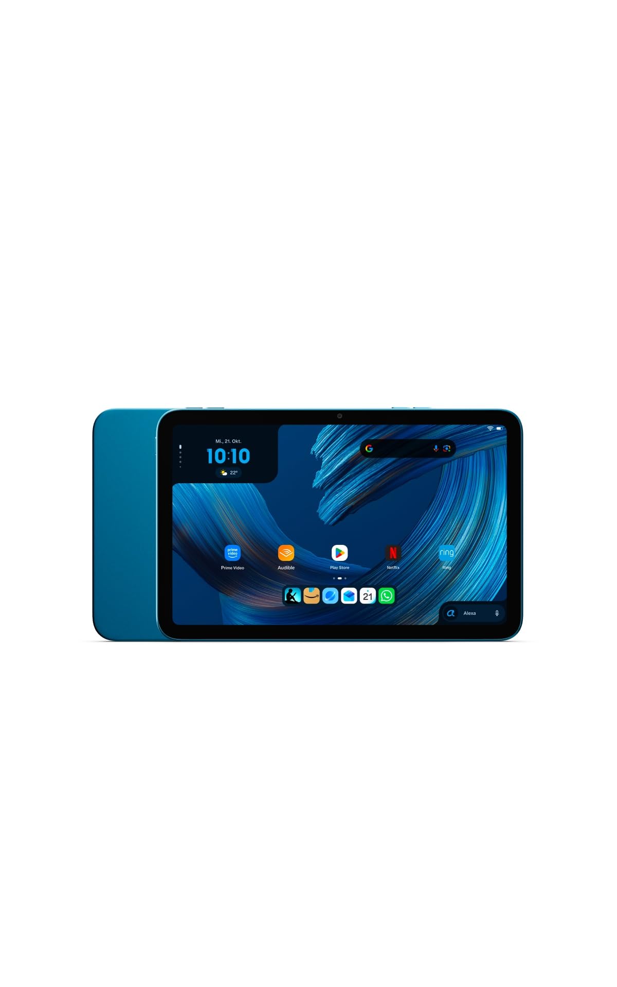 The new Amazon Alexa Tablet 8, 4 GB RAM, 64 GB, compact 8.7-inch tablet with a brilliant display, all-day battery, featuring Google Play, designed for Alexa+, in Blue-Green. - RL3YT5