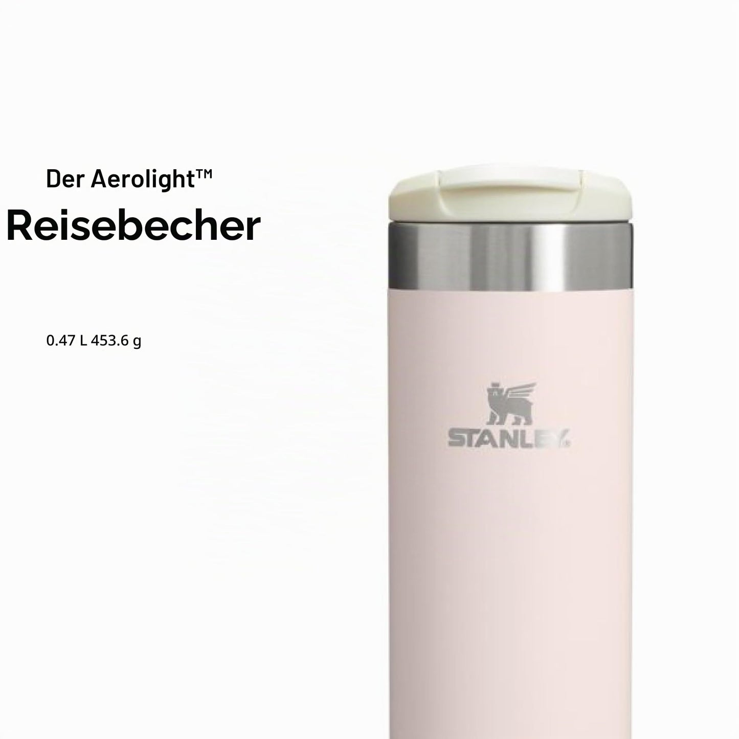 Stanley 1913 Aerolight Transit Thermo Mug 0.47L - Keeps Hot for 6 Hours - Dishwasher Safe - Coffee Mug To Go Leak-Proof - Compatible with Common Car Drink Holders - Thermos Flask - Rose - 100000107946
